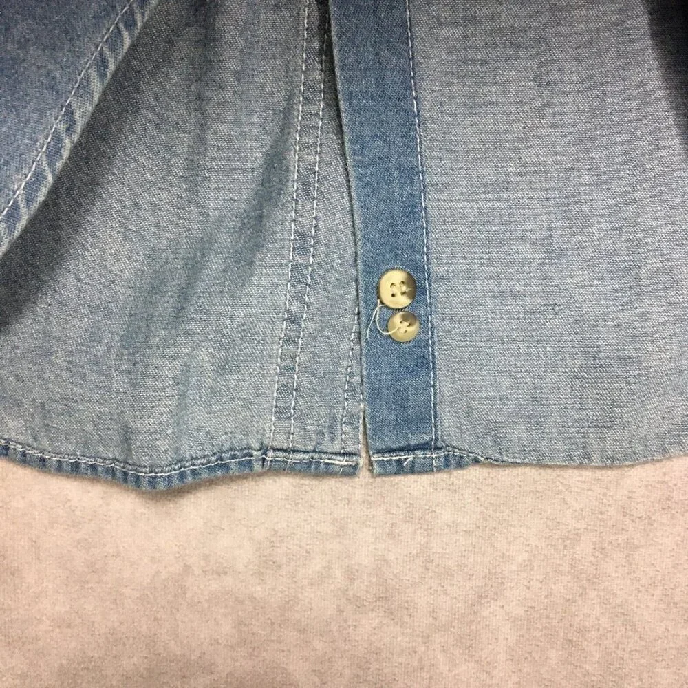Vintage Nuovo County Seat Chambray Shirt size Medium Long Sleeve Purple Button - Picture 14 of 14